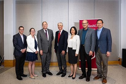 Distinguished WashU Medicine alumni with Dean Perlmutter